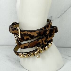 CAbi Et Cetera Leopard Print Gold Pyramid Stud Wrap Bracelet Anklet Set of 2 ✨
